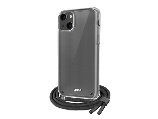 Kaufuniversum - SBS Transparente Hülle mit farbigem Umhängeband für das iPhone 13