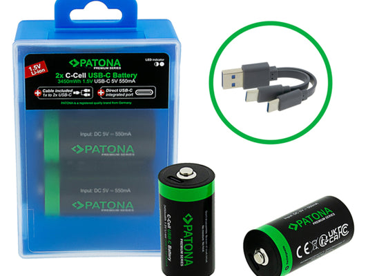 Kaufuniversum - Patona Premium Akku 2x LR14 USB-C