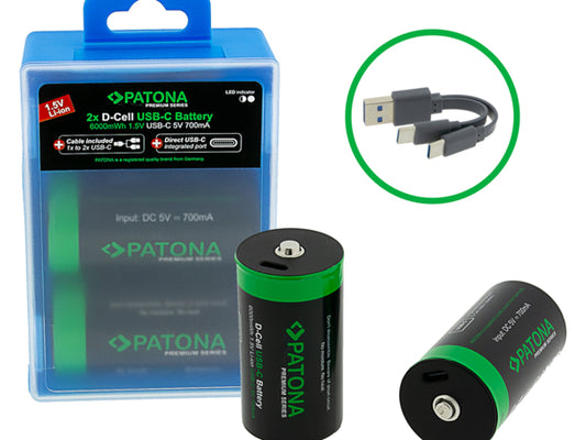 Kaufuniversum - Patona Premium Akku 2X LR20 USB-C
