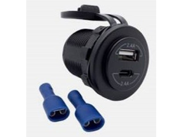 Kaufuniversum - SYNKRA USB-Steckdose 12/24V Typ-Ax1/Typ-Cx1 Typ-A: 5V/2.4A / Typ-C 5-12V/2.4A
