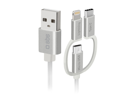 Kaufuniversum - SBS USB zu Micro-USB-Kabel mit Lightning- und USB-C-Adaptern