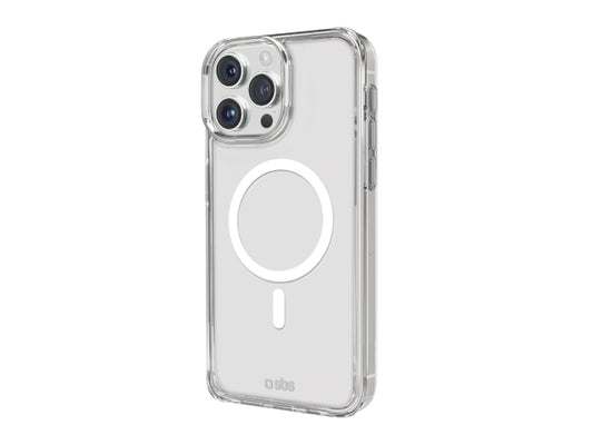 Kaufuniversum - SBS Transparente steife Hülle, kompatibel mit MagSafe-Ladefunktion für iPhone 15 Pro Max