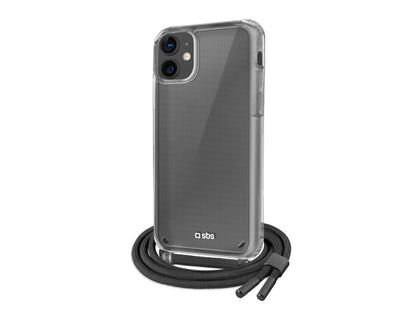 SBS Transparente Hülle mit farbigem Umhängeband für das iPhone 12/12 Pro