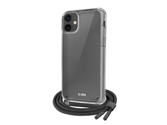 Kaufuniversum - SBS Transparente Hülle mit farbigem Umhängeband für das iPhone 12/12 Pro