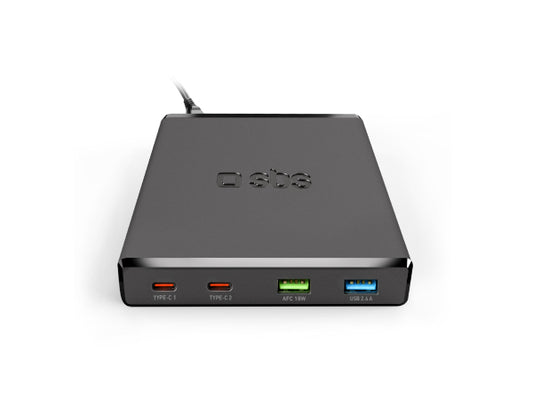 Kaufuniversum - SBS GaN-Ladestation mit 4 Ports – ultraschnelles Laden mit 2 USB-A- und 2 USB-C-Ports