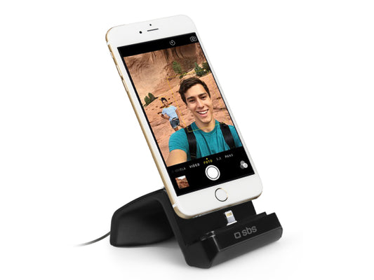 Kaufuniversum - SBS Tischhalterung mit Ladefunktion für iPhone mit Blitzlicht-Anschluss