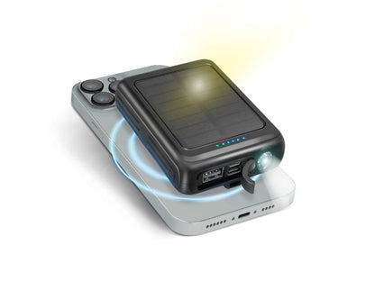 SBS Solar-Powerbank 5000 mAh mit kabelloser Aufladung