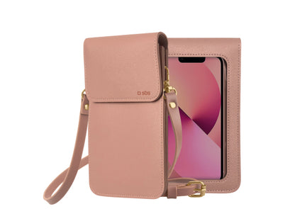CASEME Handtasche mit Schulterriemen, Touch Window und Fronttasche, universell für Smartphones bis 6,7 Zoll.