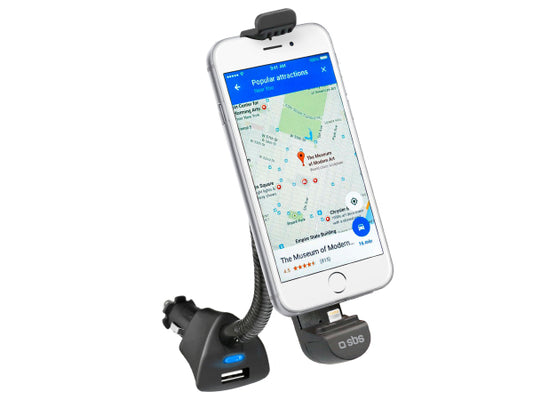 Kaufuniversum - SBS Autohalterung mit Blitzlicht-Anschluss und USB-Port für iPhone bis 5,5"