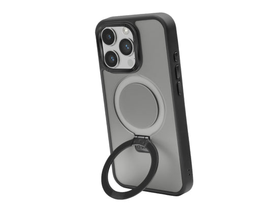 Kaufuniversum - SBS MagSafe-kompatible Ladehülle mit Metallverarbeitung und Ring mit Standfunktion für iPhone 15 Pro