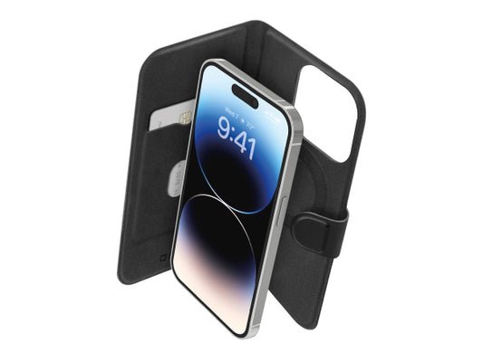 Kaufuniversum - SBS MagSafe-kompatibles Bookcase, schlankes Design, Kartenfach und Klappverschluss für iPhone 14 Pro/13 Pro