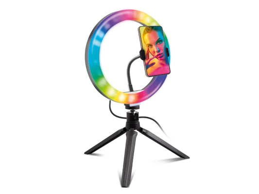 Kaufuniversum - SBS Mehrfarbiger LED-Ring mit Stativ für Fotos und Videos