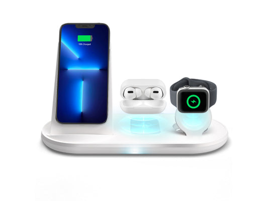 Kaufuniversum - SBS Kabelloses QI-Ladegerät mit Halterung für Smartphones, Ohrhörer und Apple Watch