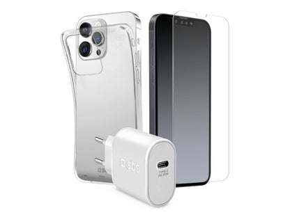 SBS Kit mit Ladegerät, Hülle und Bildschirm-Schutzfolie für iphone 13 Pro