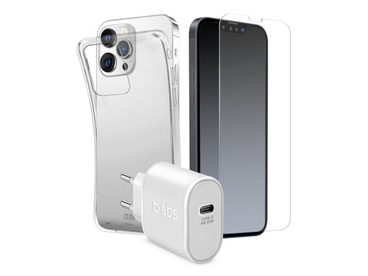 Kaufuniversum - SBS Kit mit Ladegerät, Hülle und Bildschirm-Schutzfolie für iphone 13 Pro
