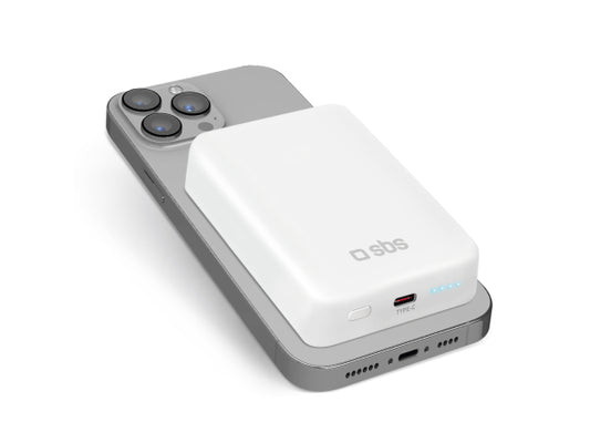 Kaufuniversum - SBS Kabellose magnetische 10&nbsp;000-mAh-Powerbank, kompatibel mit iPhone für MagSafe-Aufladung