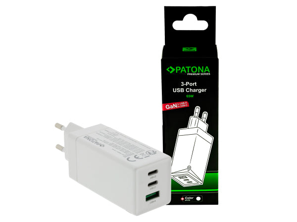 Kaufuniversum - Patona GaN PD 65W 2xUSB-C + USB-A white