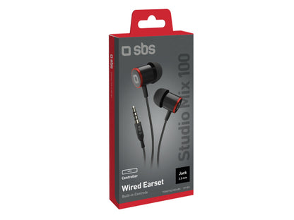 SBS Kopfhörer mit Kabel, Stereo In-Ear Studio Mix 40, 3,5 mm Klinkenstecker mit Mikrofon und Taste zur Gesprächsannahme/ -beendigung