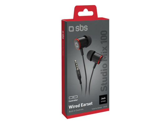SBS Kopfhörer mit Kabel, Stereo In-Ear Studio Mix 40, 3,5 mm Klinkenstecker mit Mikrofon und Taste zur Gesprächsannahme/ -beendigung
