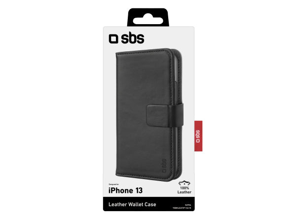 Kaufuniversum - SBS Klapphülle aus echtem Leder für iPhone 13