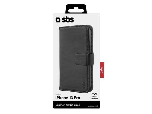 SBS Klapphülle aus echtem Leder für iPhone 13 Pro
