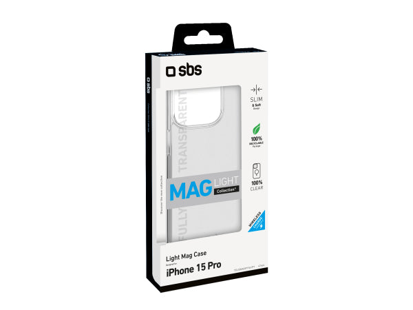 Kaufuniversum - SBS Transparente steife Hülle, kompatibel mit MagSafe-Ladefunktion für iPhone 15 Pro