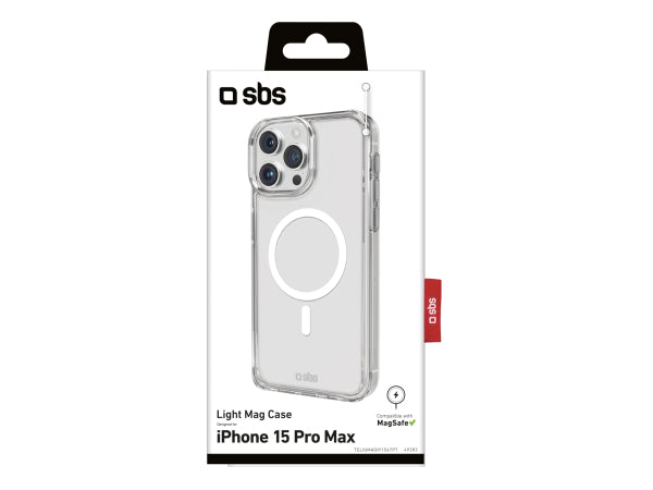 Kaufuniversum - SBS Transparente steife Hülle, kompatibel mit MagSafe-Ladefunktion für iPhone 15 Pro Max