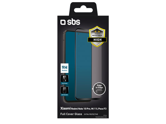 SBS Glas Displayschutz Full Cover für Xiaomi Redmi Note 10 Pro/Mi 11i