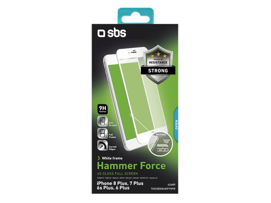 SBS Displayschutzglas 4D für iPhone 8 Plus/7 Plus/6s Plus/6 Plus