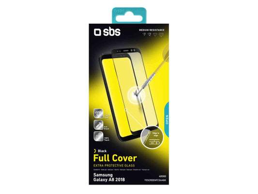 SBS Glas Displayschutz Full Cover für Samsung Galaxy A8 2018