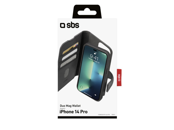 Kaufuniversum - SBS Hülle in Buchform mit abnehmbarer Abdeckung für iPhone 14 Pro
