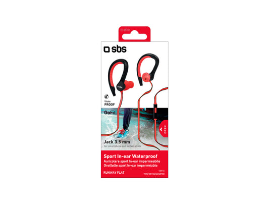 SBS Kopfhörer mit Kabel Stereo In-Ear Runway Flat Sport,  3,5 mm-Klinkenstecker mit Mikrofon und Antworttaste