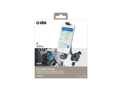 SBS Autohalterung mit Blitzlicht-Anschluss und USB-Port für iPhone bis 5,5"