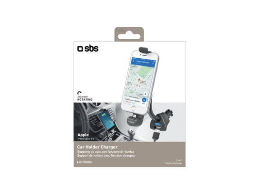 SBS Autohalterung mit Blitzlicht-Anschluss und USB-Port für iPhone bis 5,5"