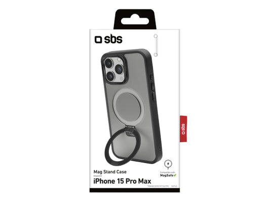 SBS MagSafe-kompatible Ladehülle mit Metallverarbeitung und Ring mit Standfunktion für iPhone 15 Pro Max