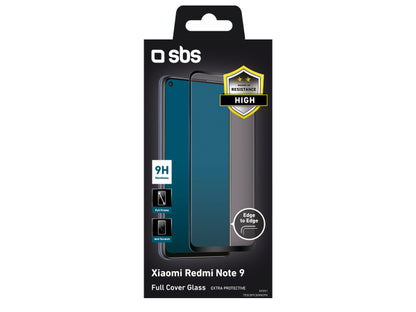 SBS Glas Displayschutz Full Cover für Xiaomi Redmi Note 9