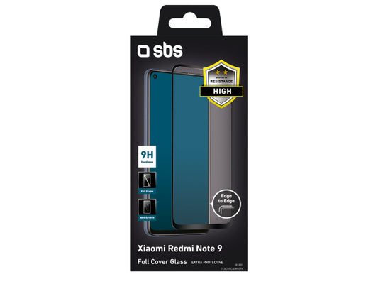 SBS Glas Displayschutz Full Cover für Xiaomi Redmi Note 9