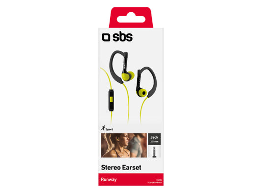 SBS Kopfhörer mit Kabel Stereo In-Ear Runway Sport, 3,5 mm-Klinkenstecker mit Mikrofon und Antworttaste