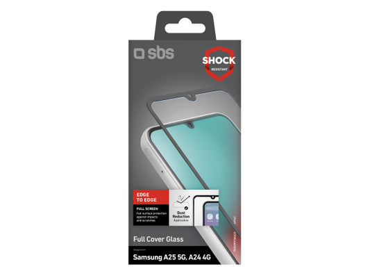 SBS Glas Displayschutz Full Cover für Samsung Galaxy A25 5G/A24 4G