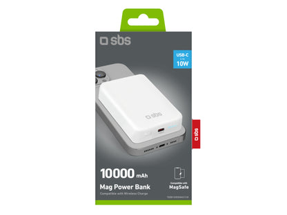 SBS Kabellose magnetische 10&nbsp;000-mAh-Powerbank, kompatibel mit iPhone für MagSafe-Aufladung
