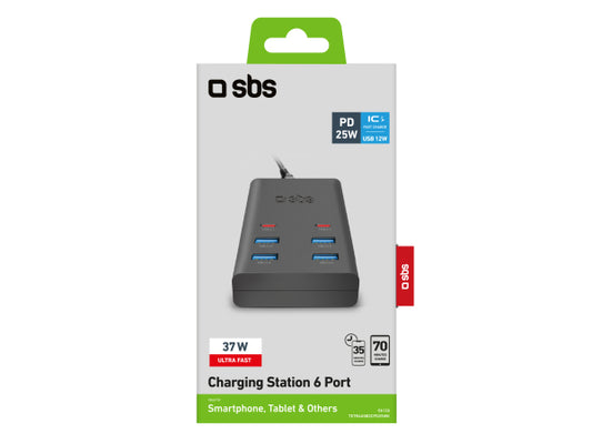 SBS Ladestation mit 4 USB-A- und 2 USB-C-Ports